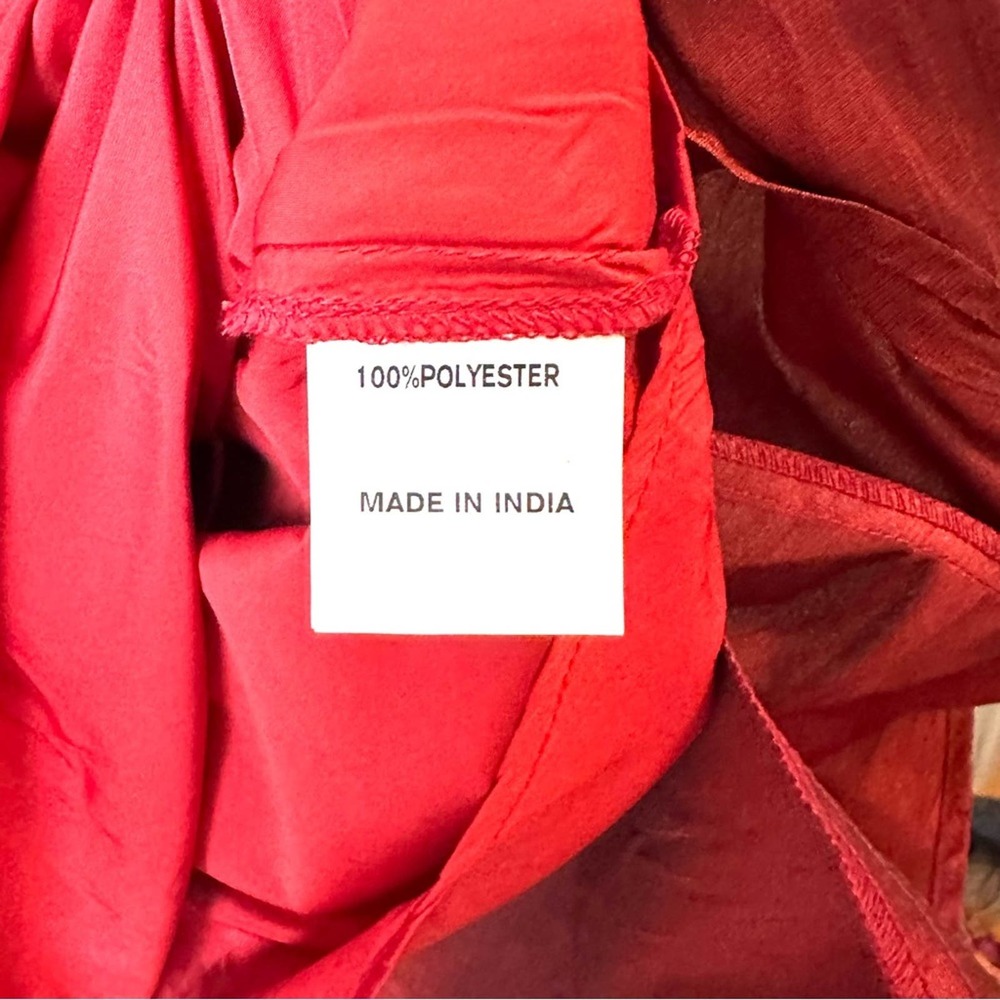 Eshakti Custom Red Satin V Neck Dress sz S - Picture 4 of 10